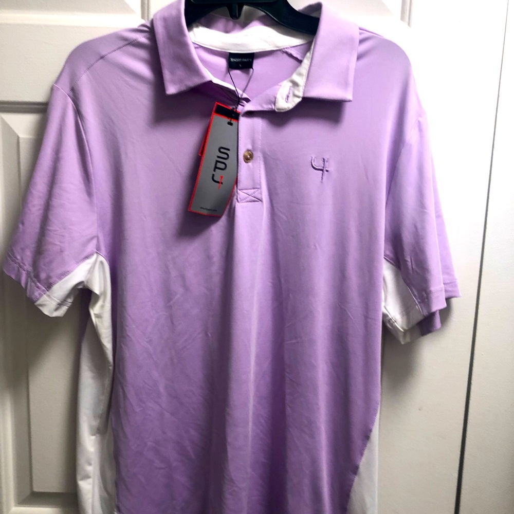 NWT Short Par 4 Mens Soft Violet Whitfield Performance Polo Shirt Size Large